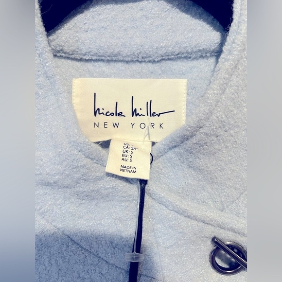 187. NWT Nicole Miller Stand Up Collar Wool Blend Blazer/Jacket Size Small Blue - Picture 2 of 3